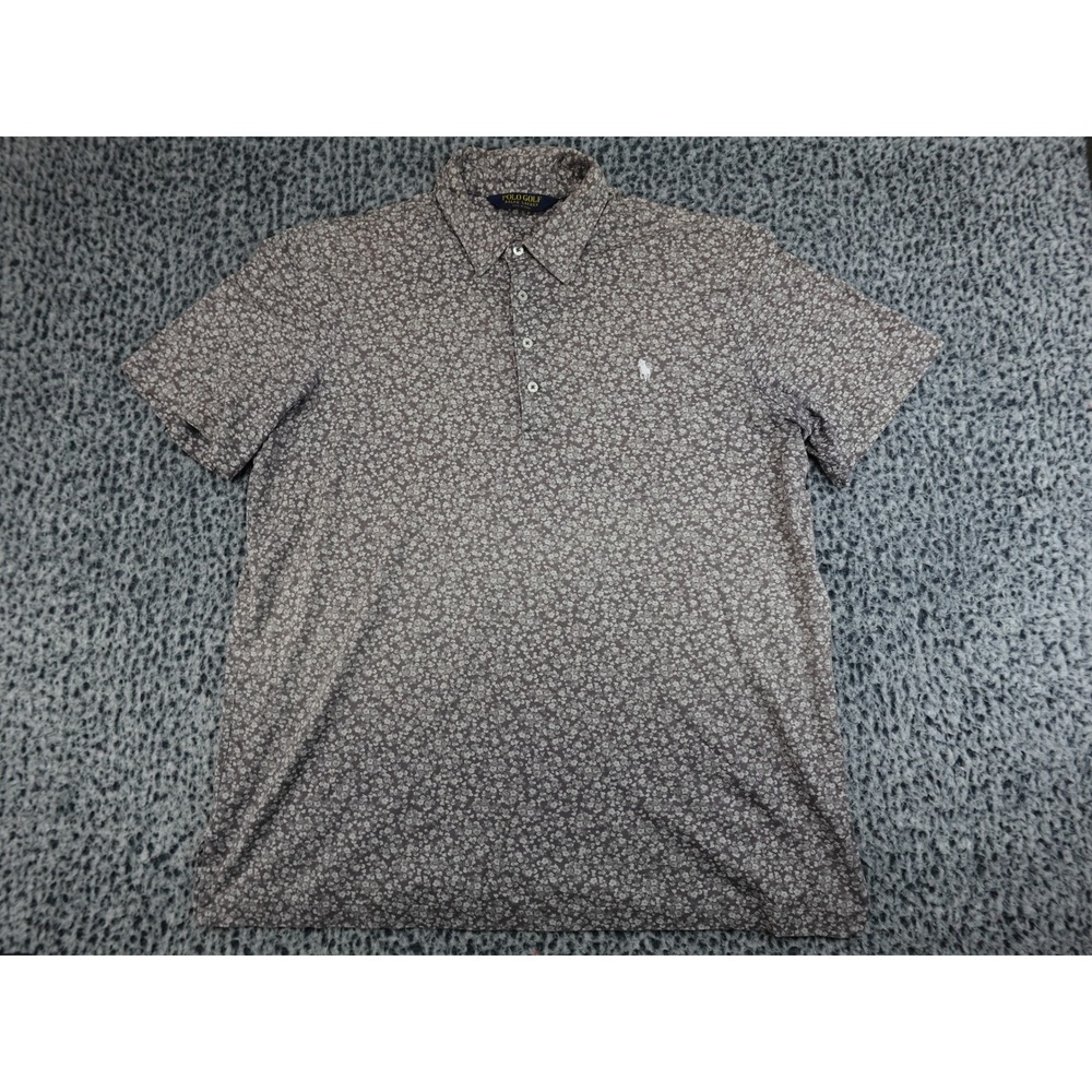 Polo Ralph Lauren Waverley CC Golf Shirt Mens XL Gray Floral Pima Cotton